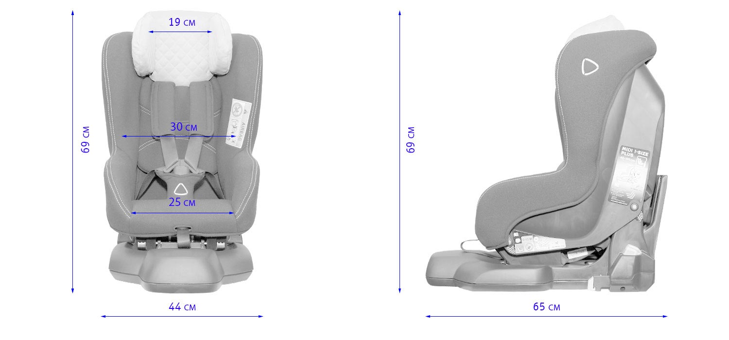 Габариты автокресла Takata Midi i-Size Plus