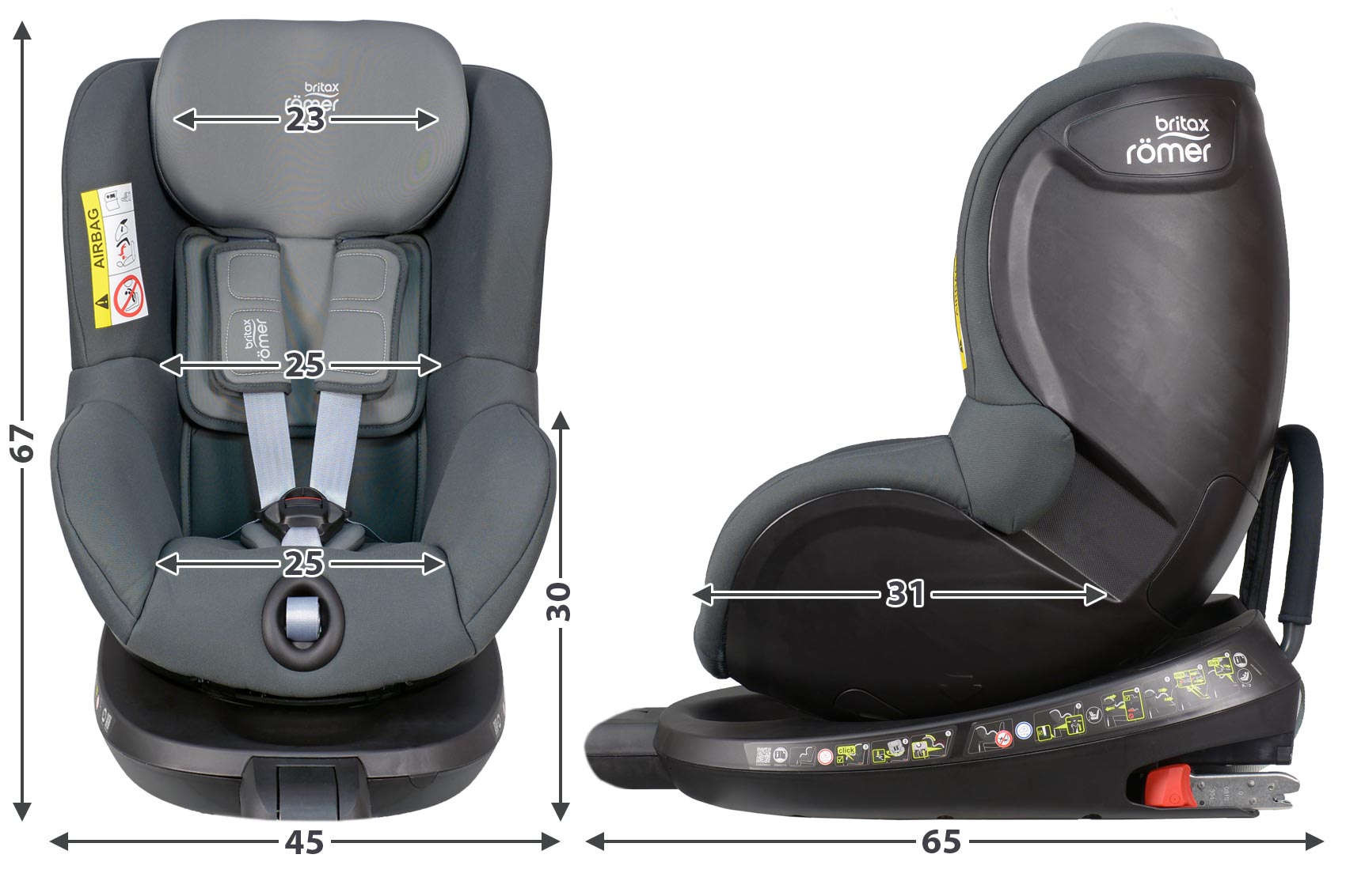 Britax Römer Dualfix² R габариты автокресла