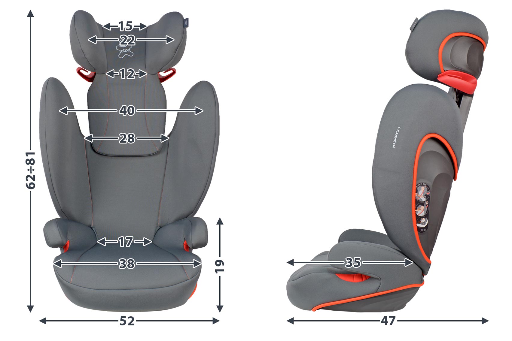 CBX Xelo габариты автокресла