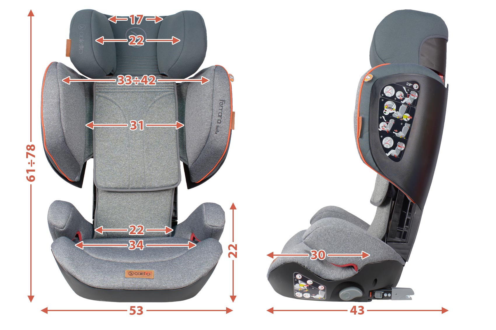  Coletto Ferrara isofix габариты автокресла