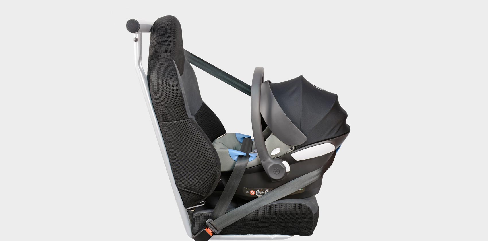 Cybex Aton M + Base M установка ремнём