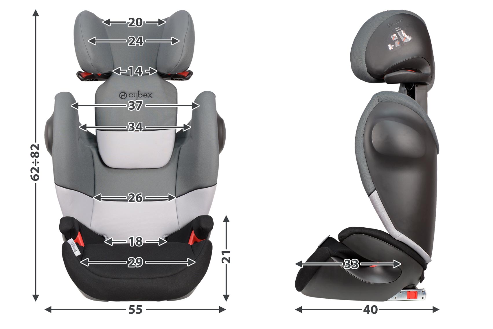 Cybex Pallas M-Fix SL габариты автокресла