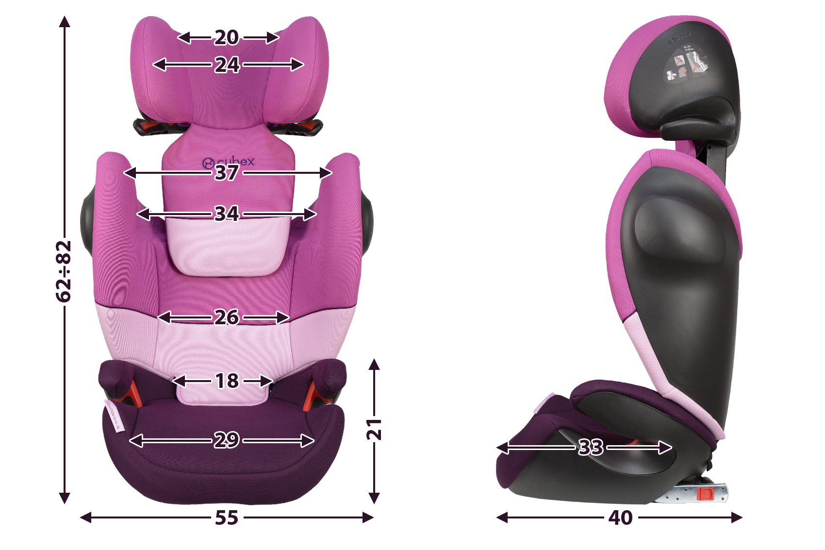 Cybex Solution M-Fix SL габариты автокресла