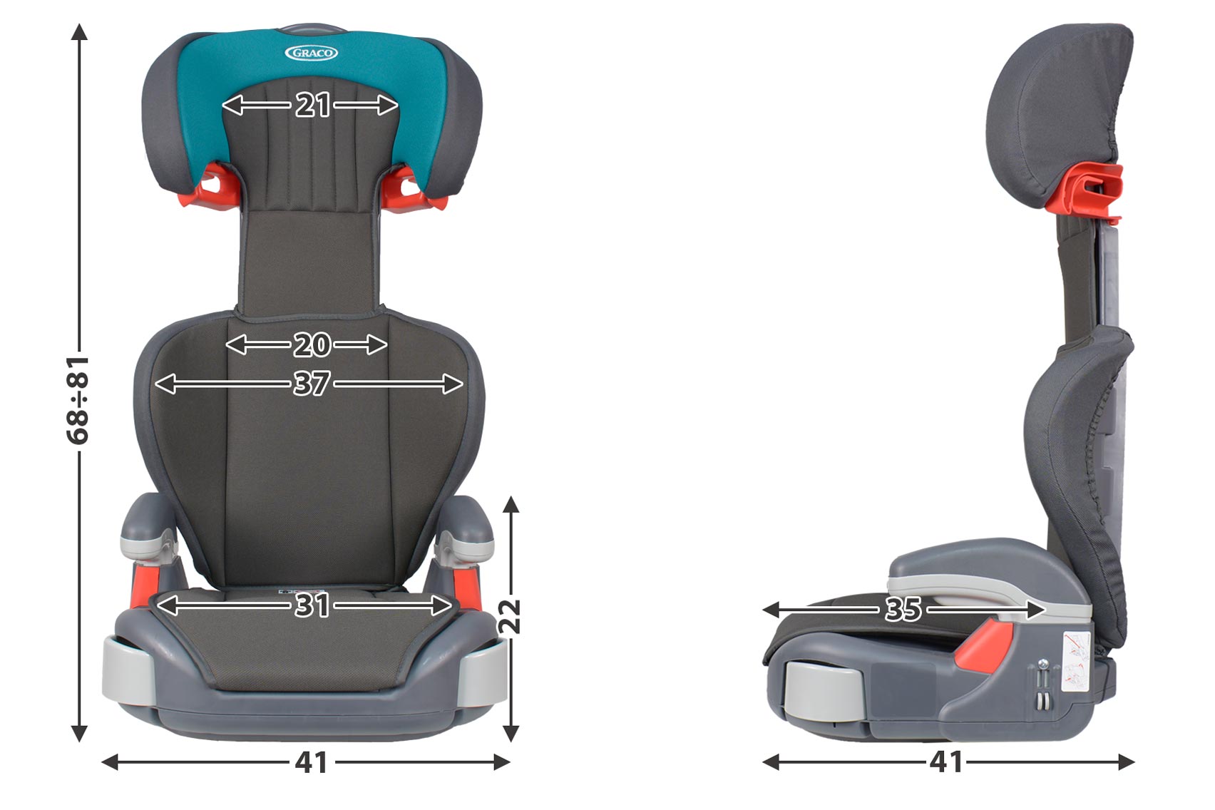 Graco Junior Maxi габариты автокресла