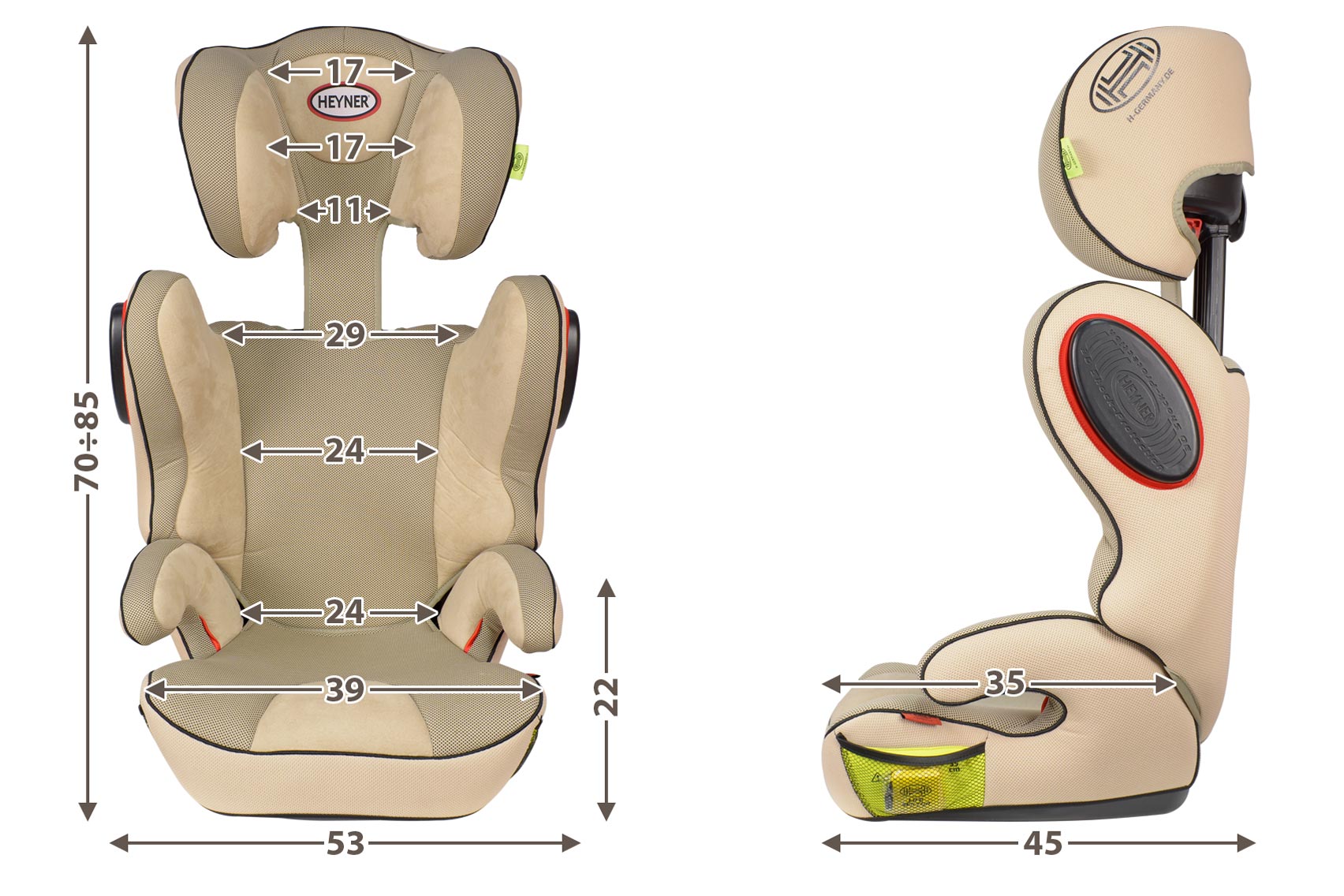 Heyner Maxi Protect Ergo 3D-SP габариты автокресла