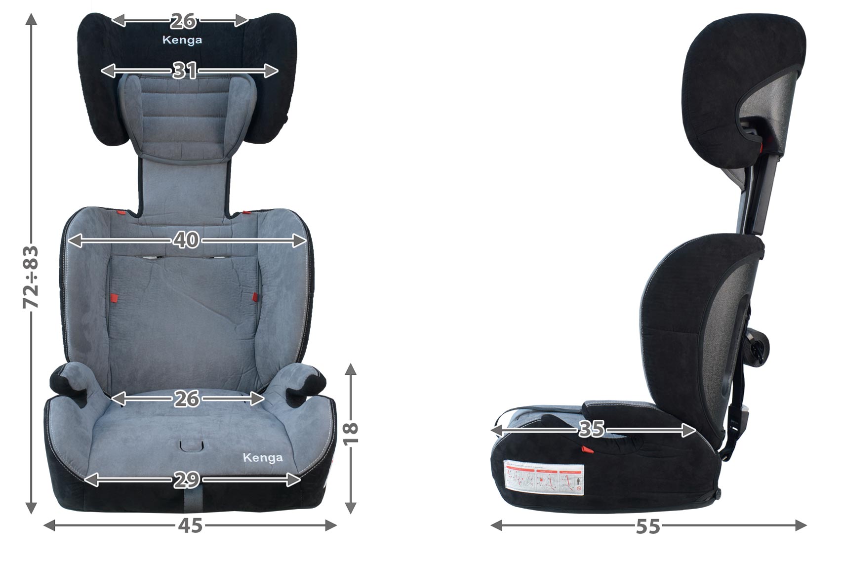 Kenga BC702F isofix габариты автокресла