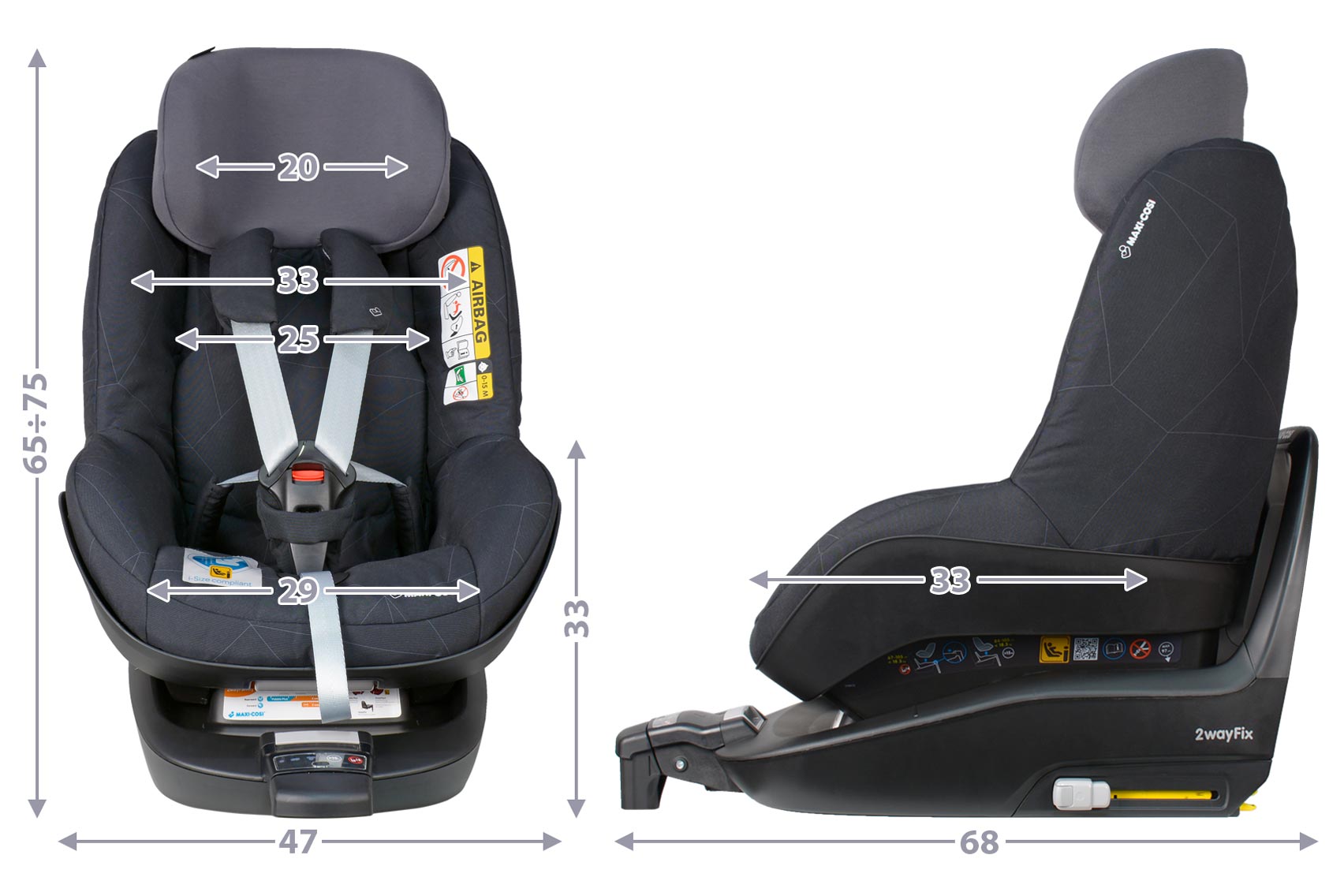 Maxi-Cosi 2wayPearl & 2wayfix габариты