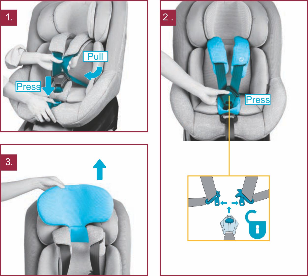 Инструкция к Maxi-Cosi Beryl Регулировка ремней и подголовника