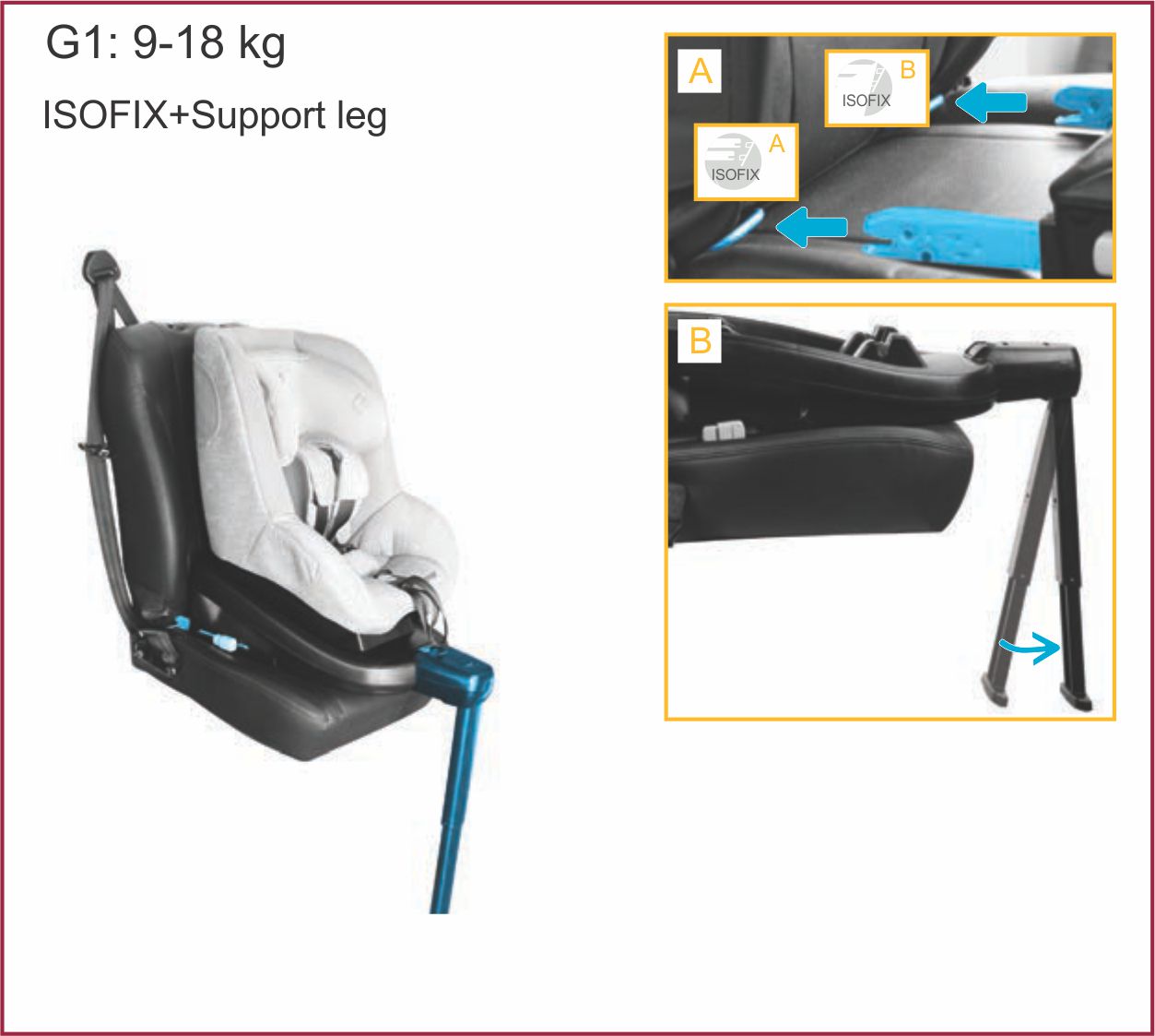 Инструкция к Maxi-Cosi Beryl Установка 9-18 кг (isofix + упор в пол)