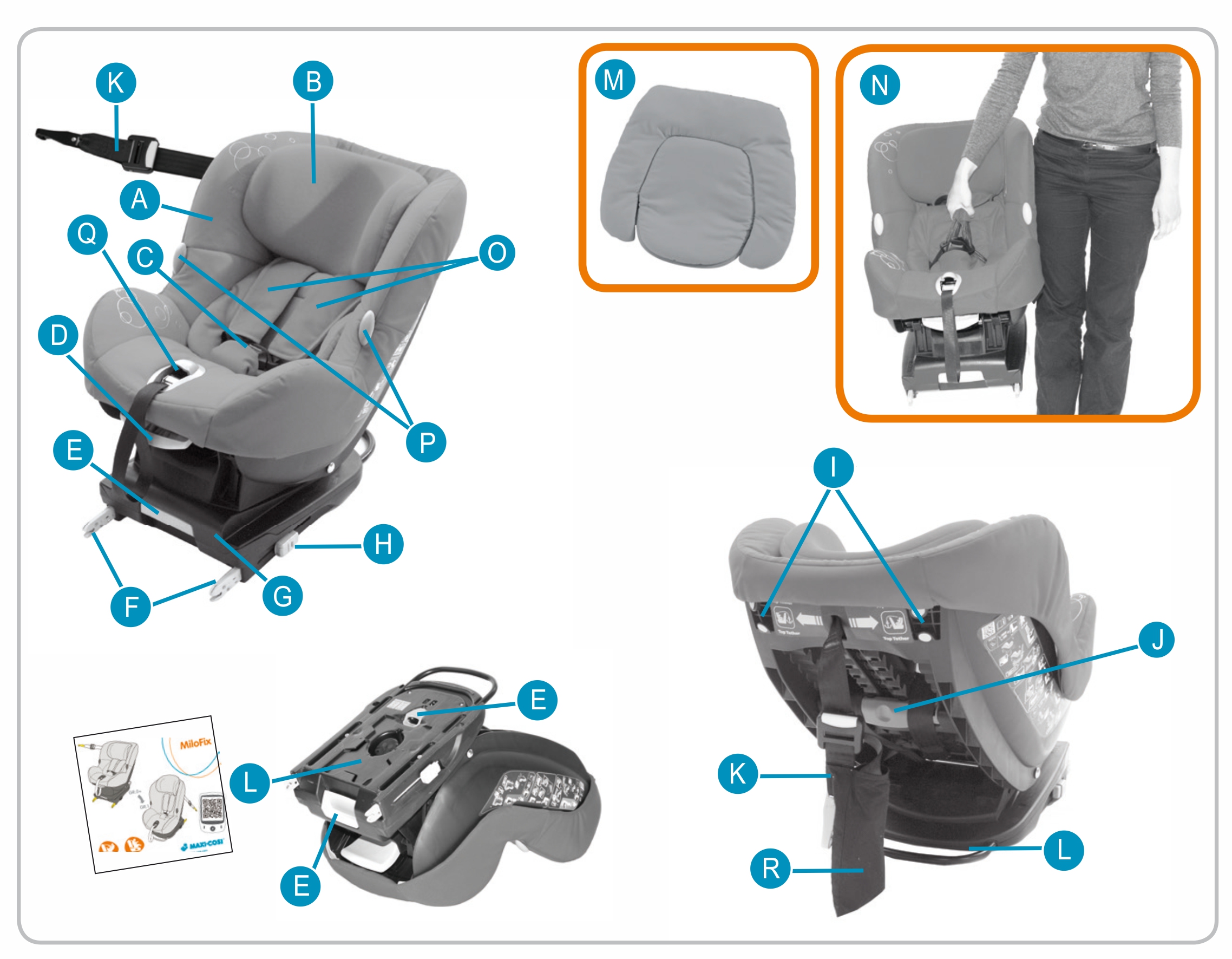 Инструкция к Maxi Cosi MiloFix обзорный чертёж