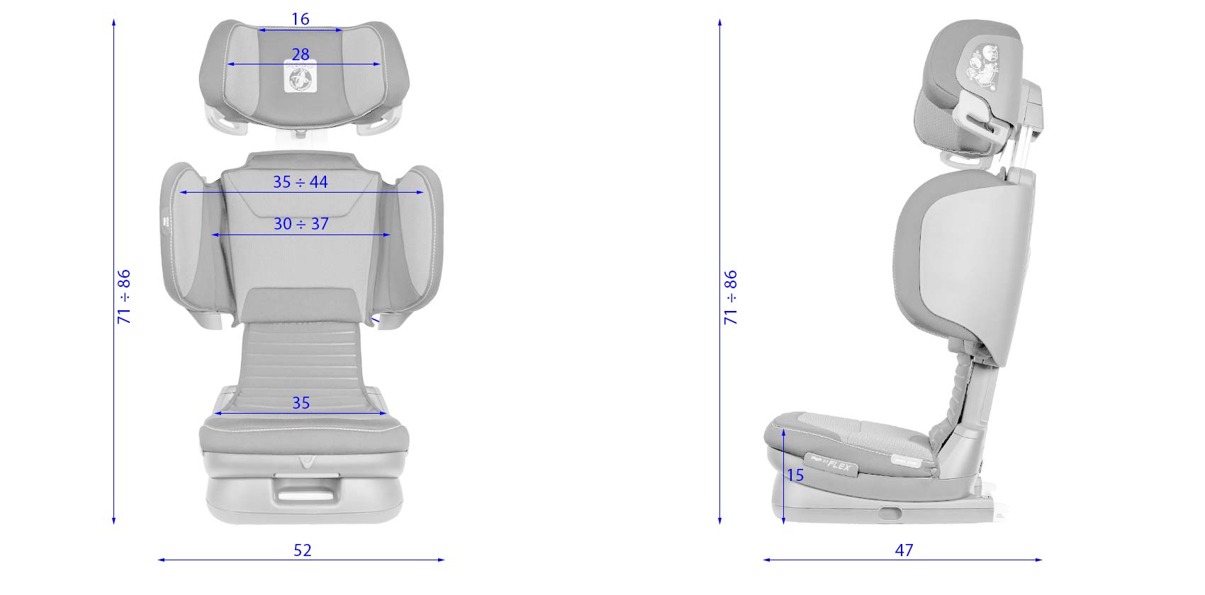 Peg-Perego Viaggio 2-3 Flex габариты автокресла