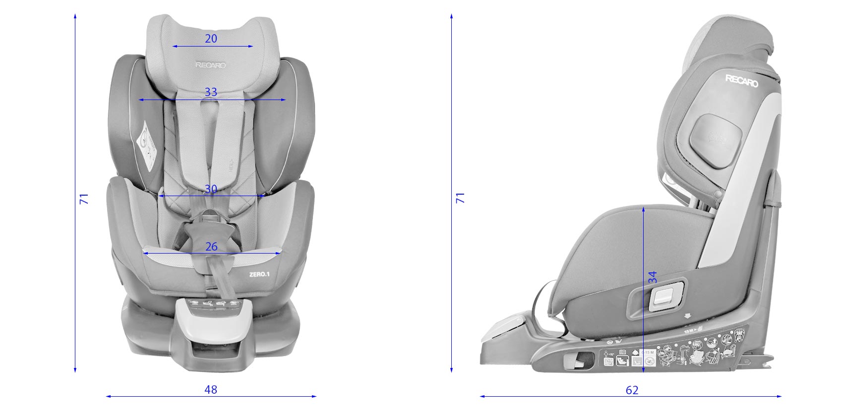 Recaro Zero.1 i-Size габариты