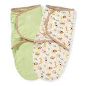 Конверт SwaddleMe Organic Зелёный-Белый с животными 2шт (р-р S/M)